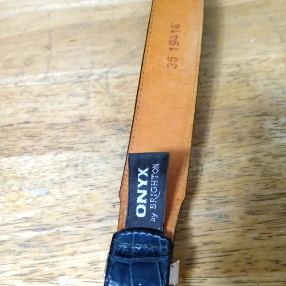 Onyx by Brighton Croc Embossed Leather Vintage Belt Size 36,Nice Gift!🎁 U.S.A.